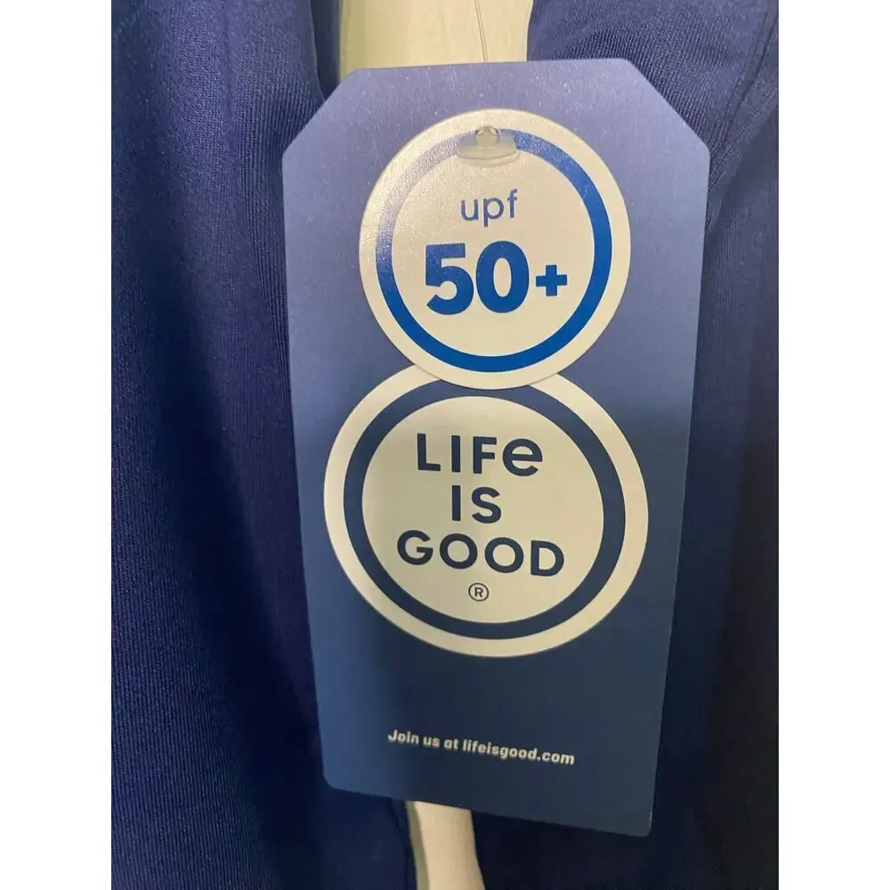 NWT Kids‎ Life Is Good Dark Blue Rash Guard Swim Shirt Size Large Beach Swim